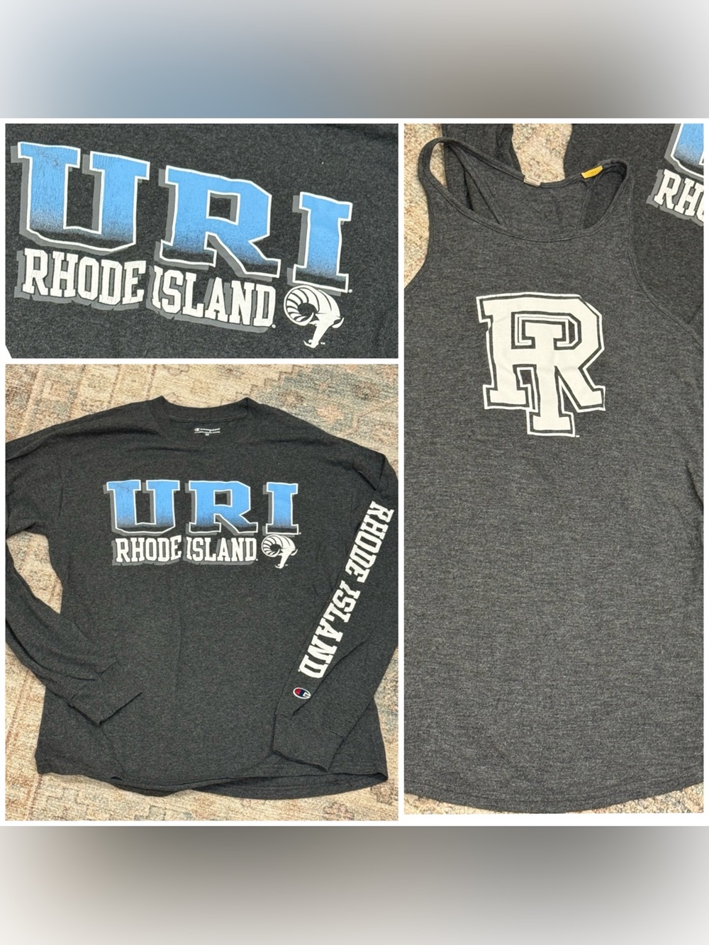Champion URI Rhode Island college Long-Sleeve Shirt & tank Sz M